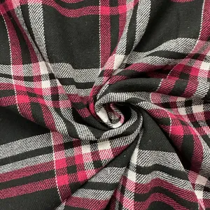 1 3/4 YD PC-Black Multi Yarn Dyed Plaid Flannel Fabric