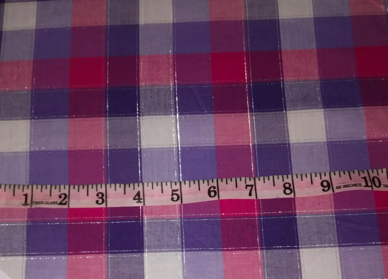 100% Cotton Lurex Plaids 58" wide multi color pinks/blues/purples [15893]