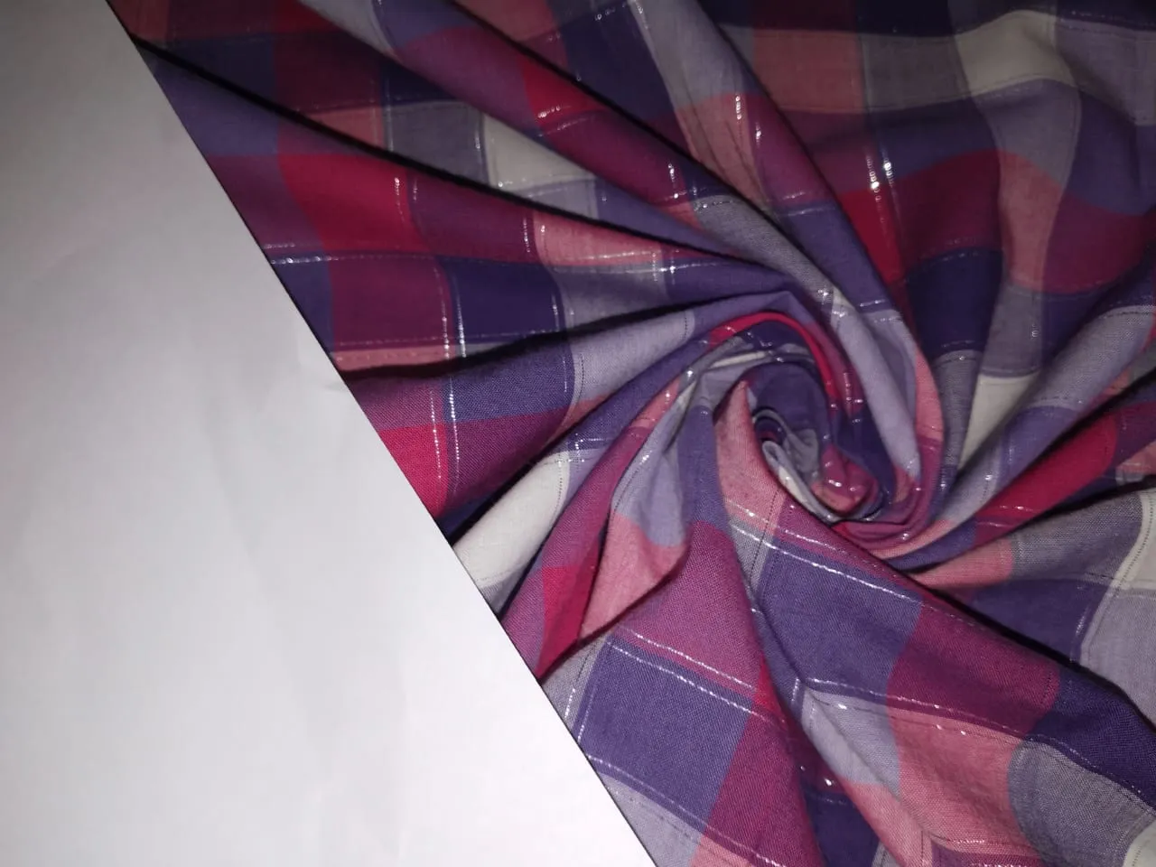 100% Cotton Lurex Plaids 58" wide multi color pinks/blues/purples [15893]