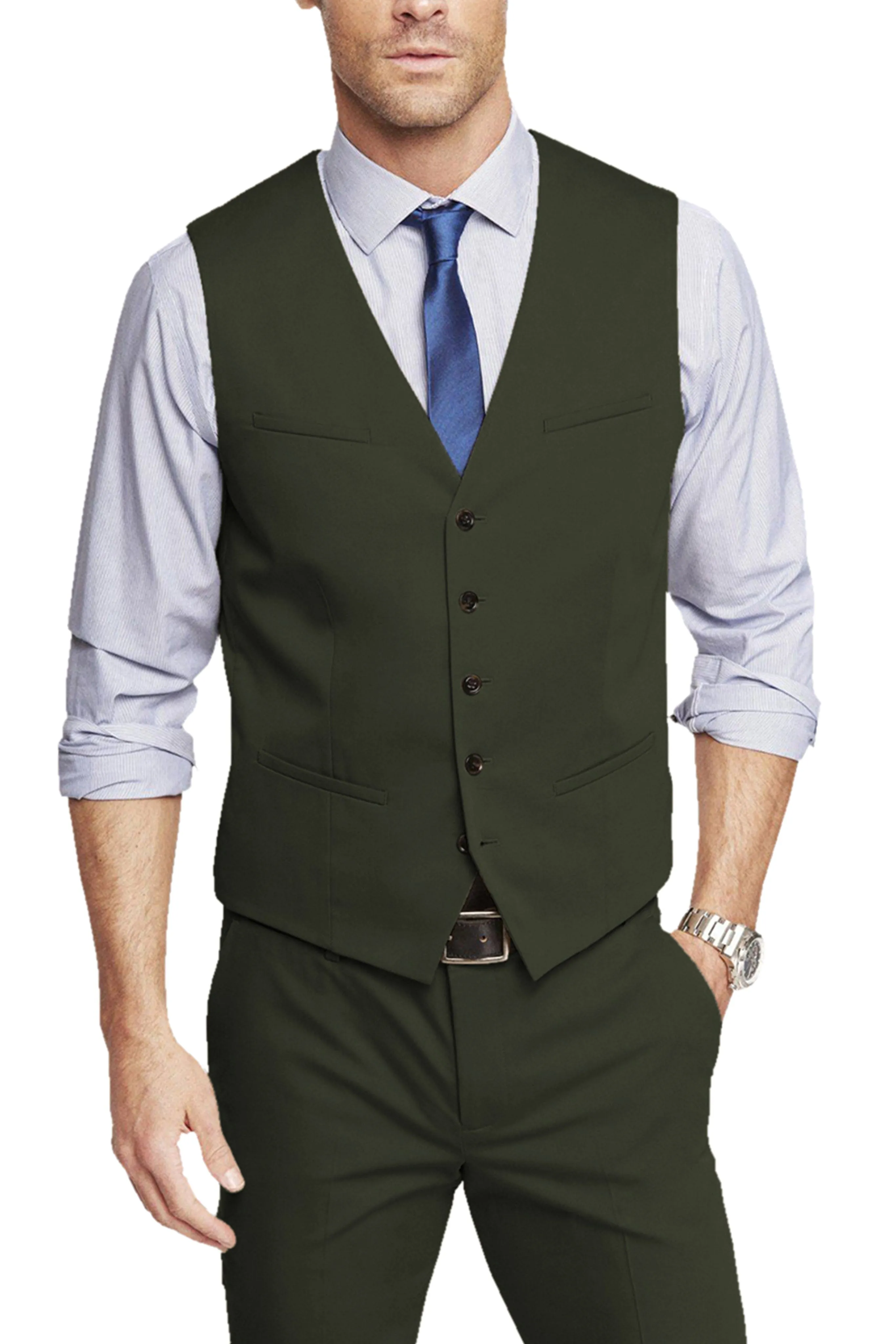 2 Piece Single Breasted V Neck Men's Waistcoat (Vest Pants)