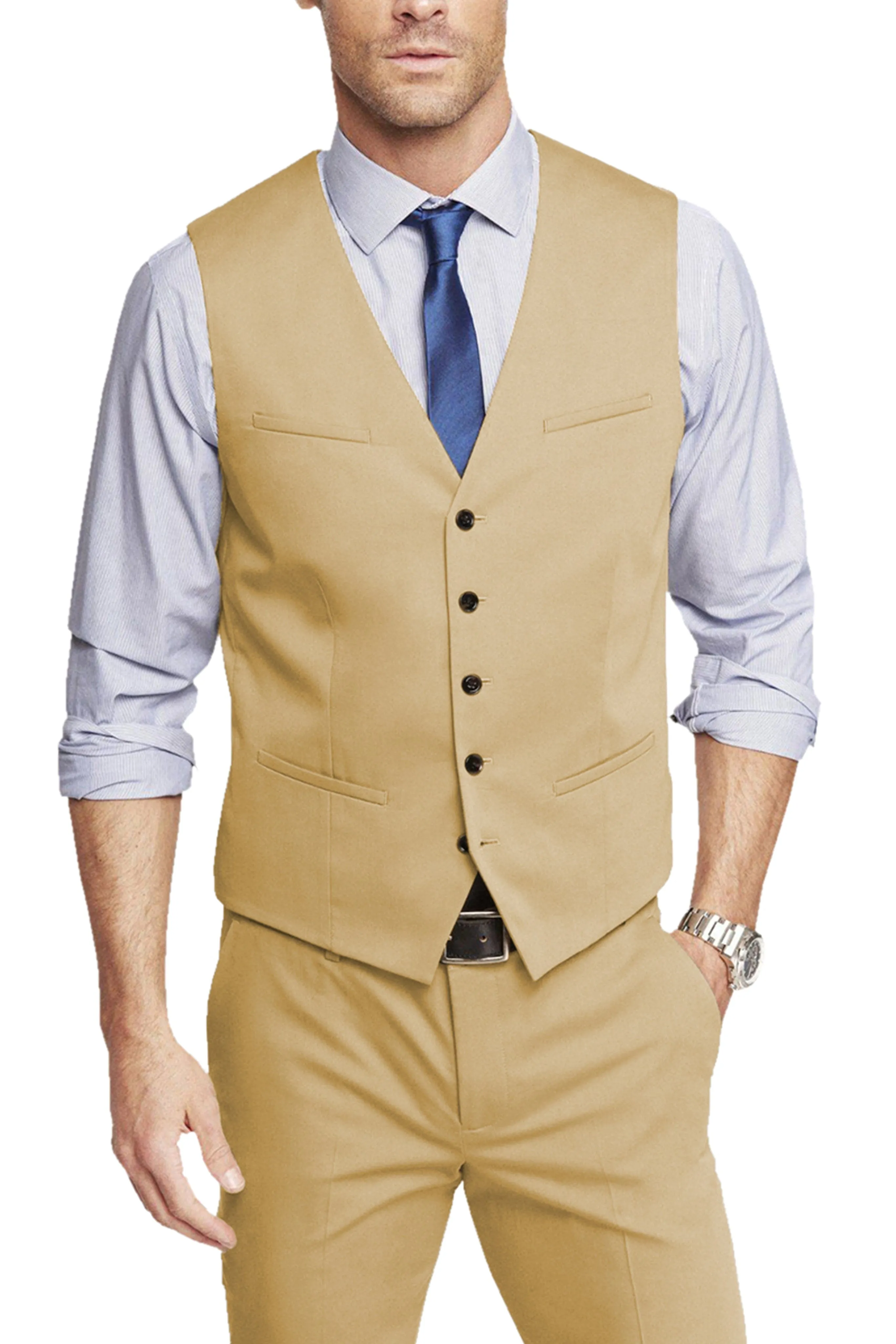 2 Piece Single Breasted V Neck Men's Waistcoat (Vest Pants)