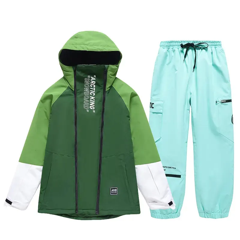 2024 New Hooded SnowboardJackets & Pants Set Loose Fit Style Outwear