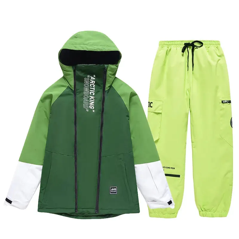 2024 New Hooded SnowboardJackets & Pants Set Loose Fit Style Outwear