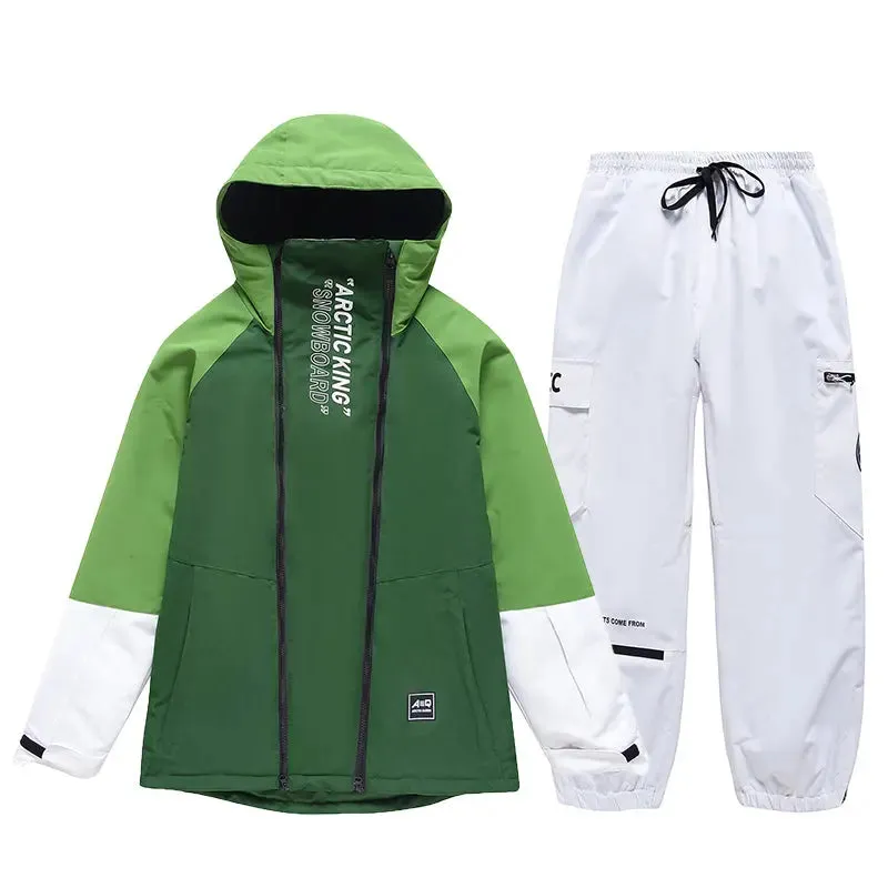 2024 New Hooded SnowboardJackets & Pants Set Loose Fit Style Outwear