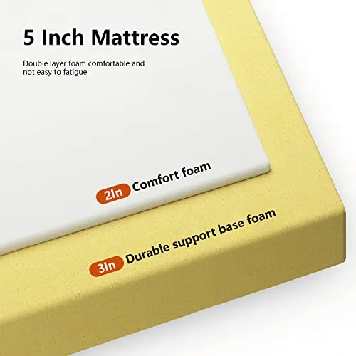 5 Inch Base Foam Mattress Medium Firm Mattresses CertiPUR-US Certified Bed-in-a-Box Pressure Relieving Full Size,Fiberglass Free，White