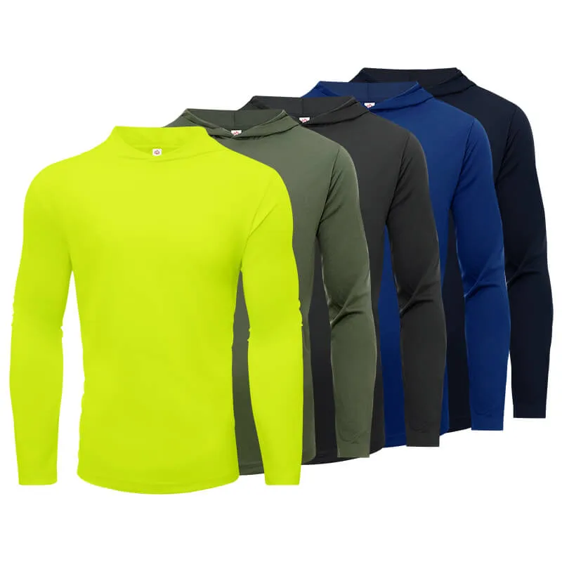 5 Pack Men’s Performance Long Sleeve T-Shirts with Hood