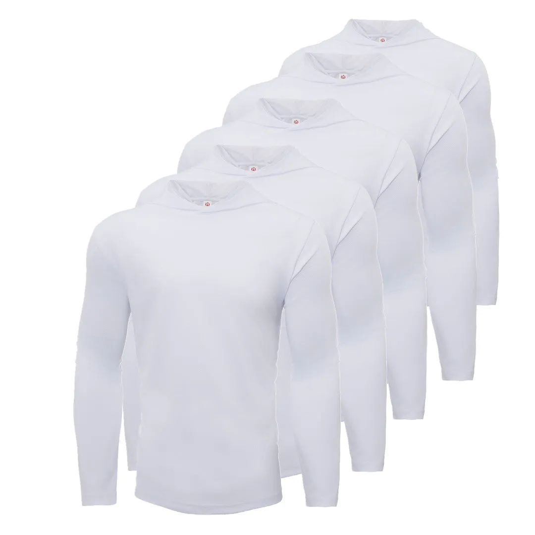 5 Pack Men’s Performance Long Sleeve T-Shirts with Hood