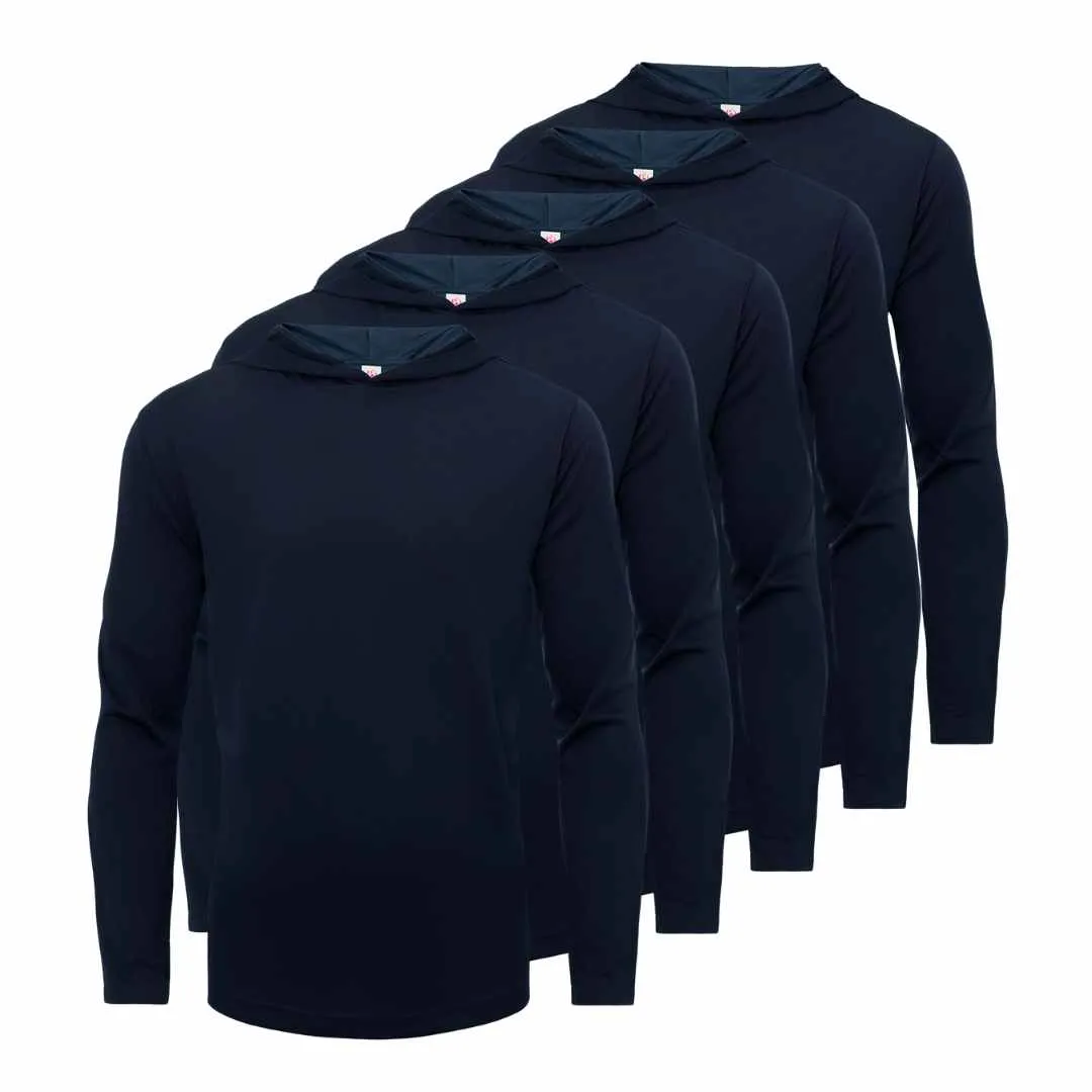 5 Pack Men’s Performance Long Sleeve T-Shirts with Hood