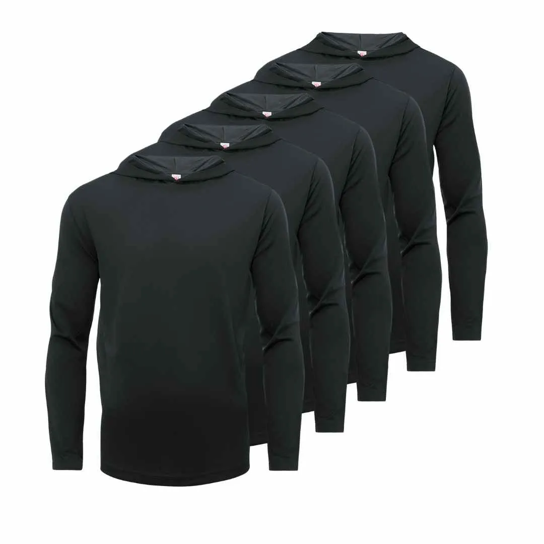 5 Pack Men’s Performance Long Sleeve T-Shirts with Hood