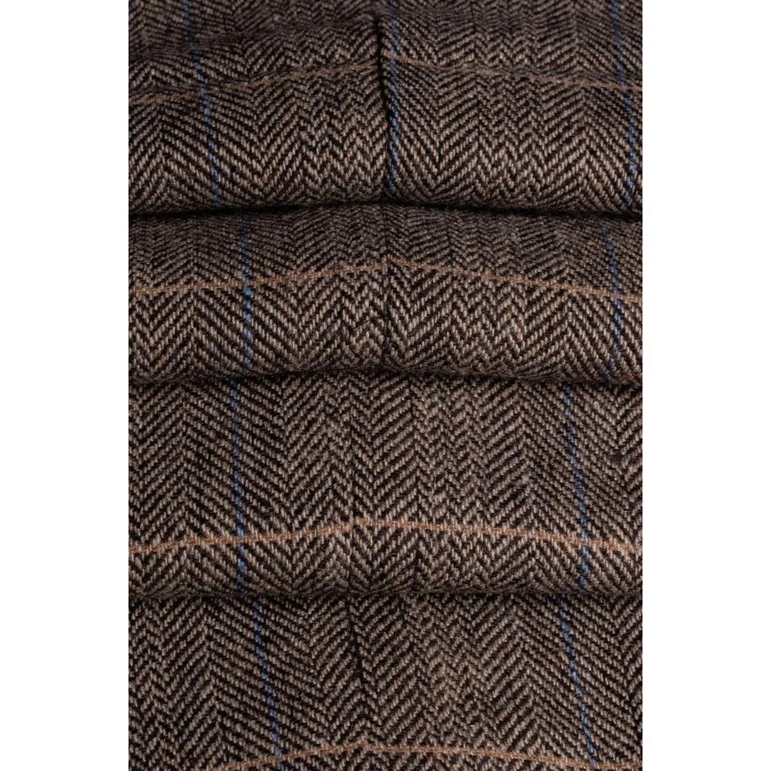 Albert - Men's Tan Brown Tweed Trousers