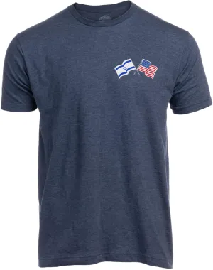 Ann Arbor T-shirt Co. Israeli-American USA Pride T-Shirt for Adult Men/Women - Heather Navy, Large