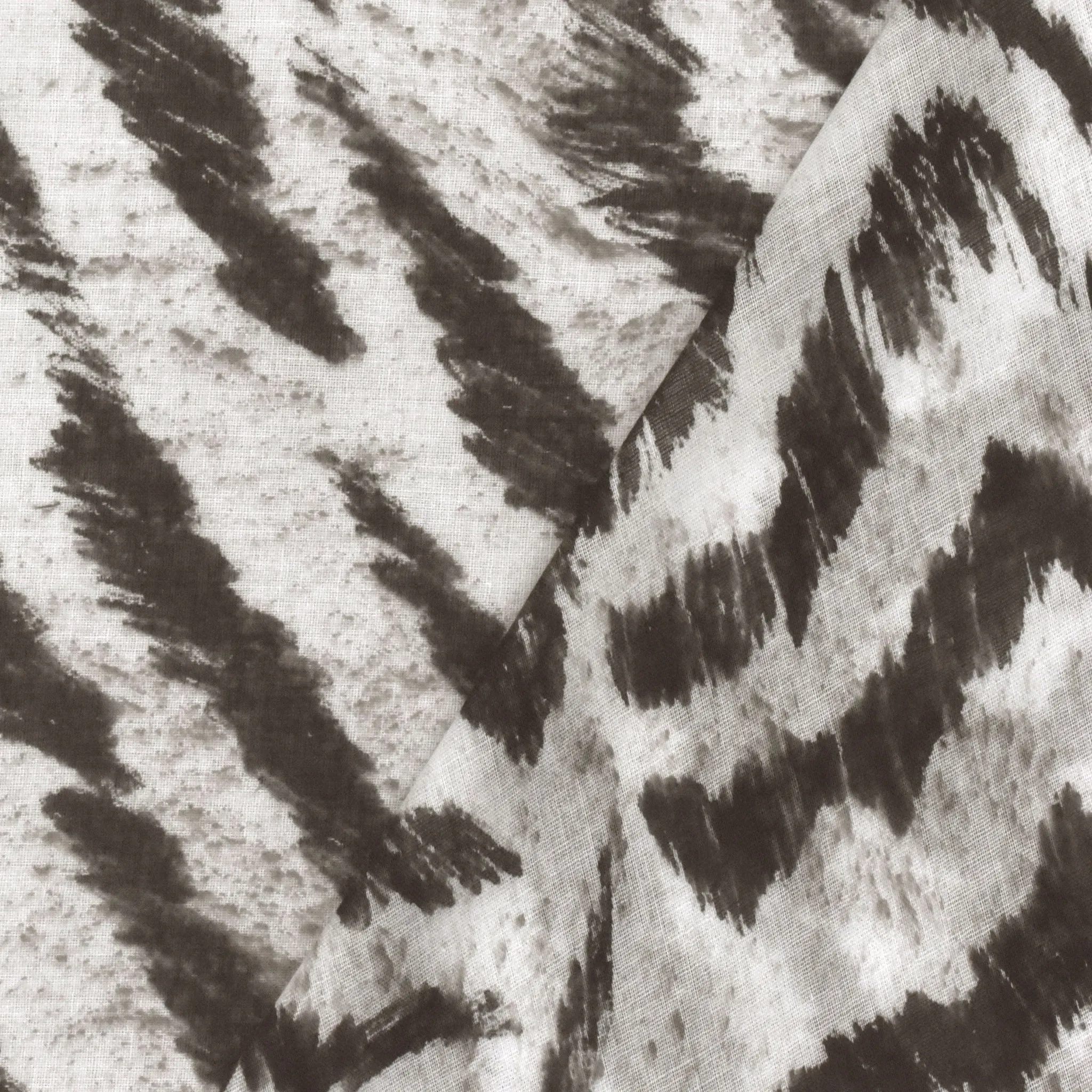 Ash Dark Brown-White Tiger Skin Printed Cotton Lawn Woven Fabric