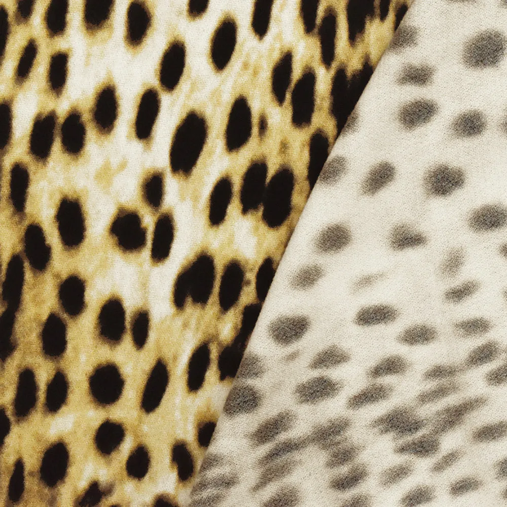 Beige-Black-Multi Famous Designer Cheetah Print Viscose Crepe Woven Fabric