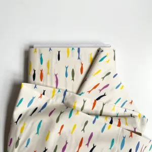 Birch Organic Fabric : Just for Fun - Blue School Bright Multi