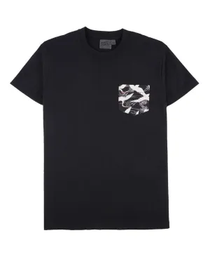 Black   Slub Cranes Pocket Tee Black