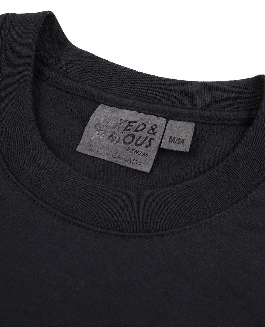 Black   Slub Cranes Pocket Tee Black