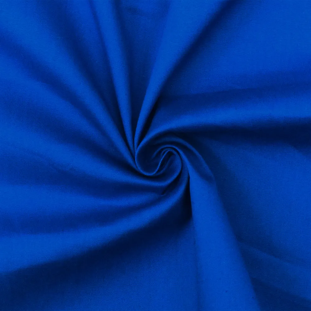 Blue Cotton Stretch Spandex Solid Poplin Woven Fabric