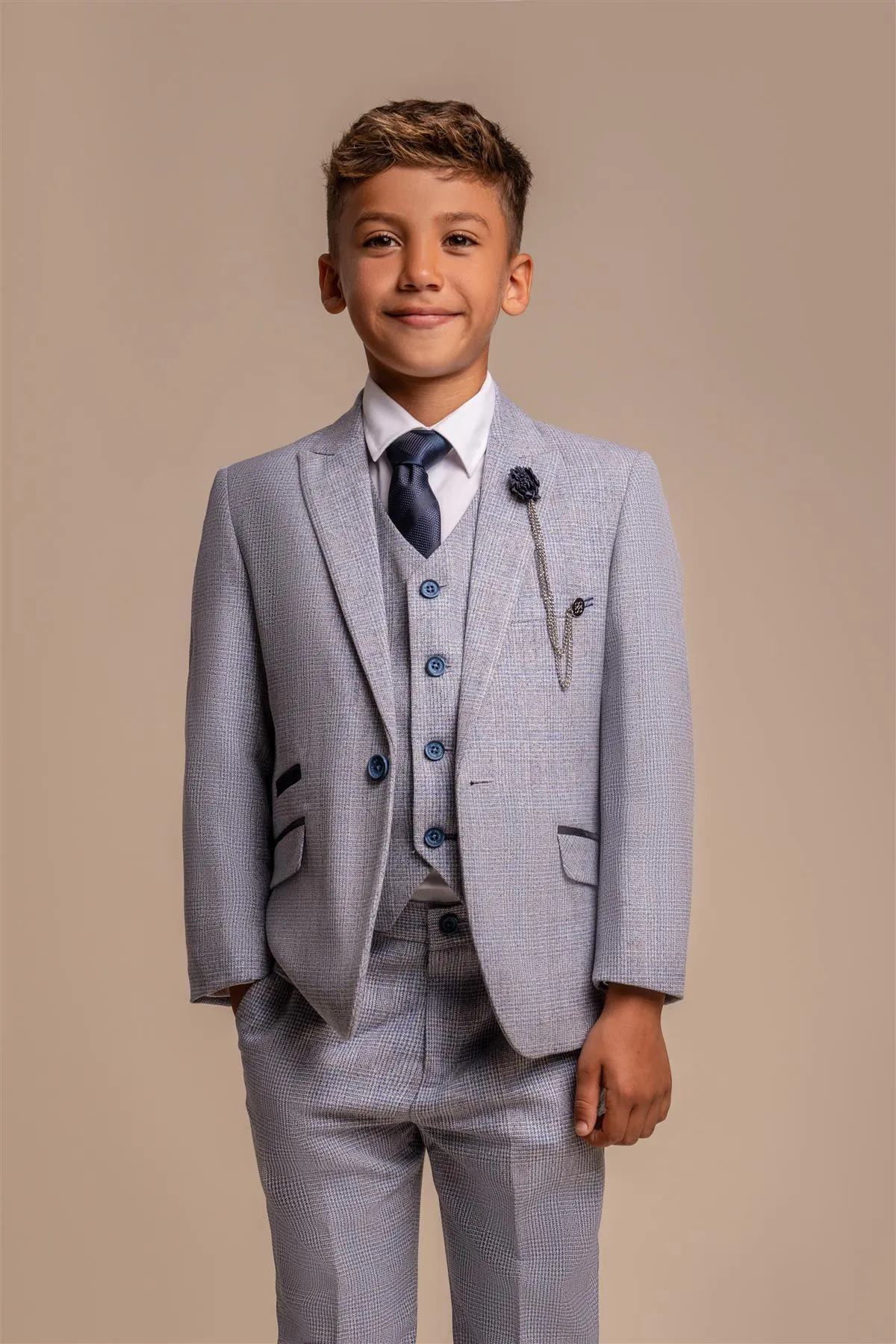 Boys Caridi Sky Three Piece Suit