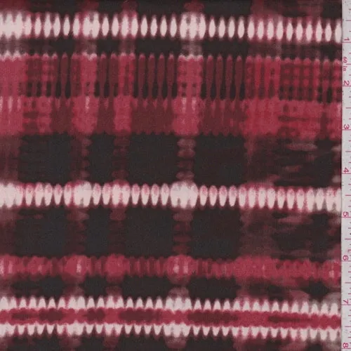 Brick/Raisin/Black Blur Plaid Matte Jersey Knit Fabric