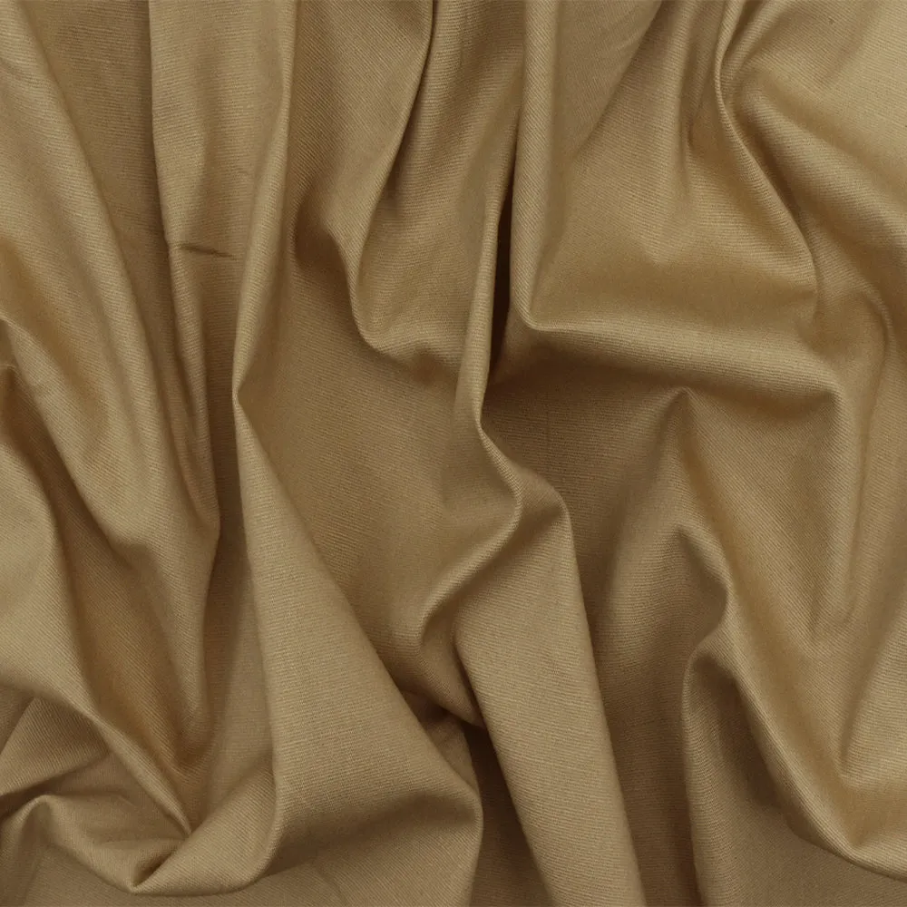 Camel Beige Solid Stretch Cotton Poplin Woven Fabric