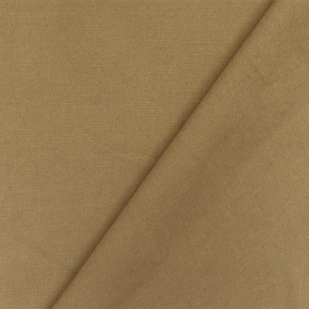 Camel Beige Solid Stretch Cotton Poplin Woven Fabric