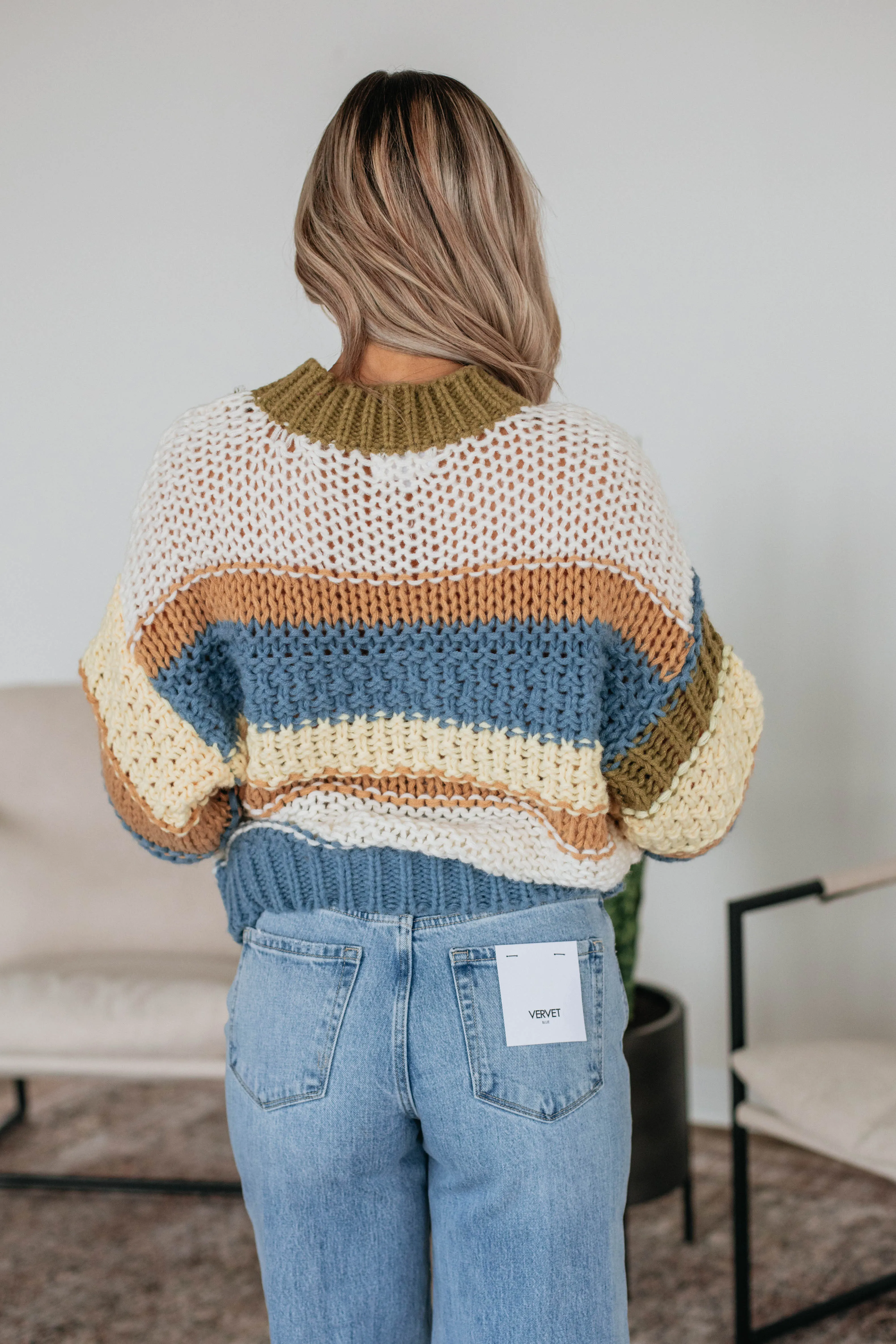 Celia Colorblock Sweater - Steel Blue Mix