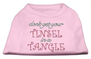 Christmas Pet Dog & Cat Shirt Rhinestone, "Don't Get Your Tinsel In A Tangle"