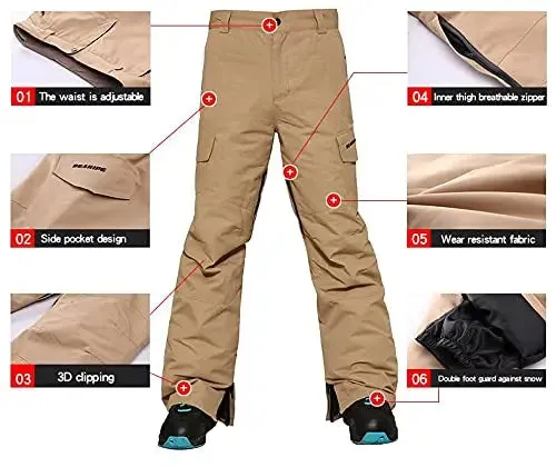 Classical Men Skiing Snowboarding Snow Shell Pants Overalls for Winter