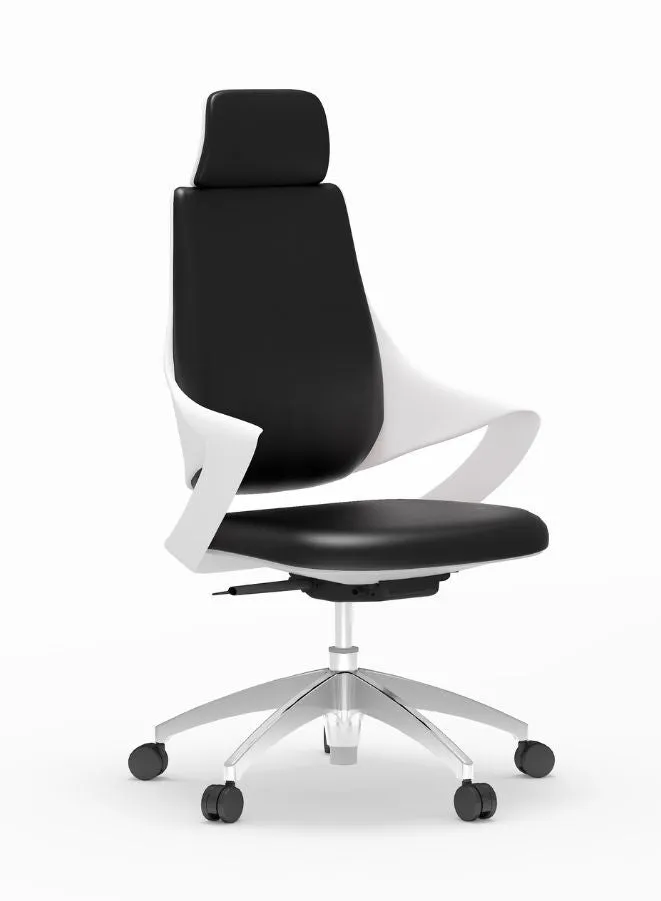 Comfortable Leather Office Chair With Headrest for Long Use in Office, Home and Shops, Black