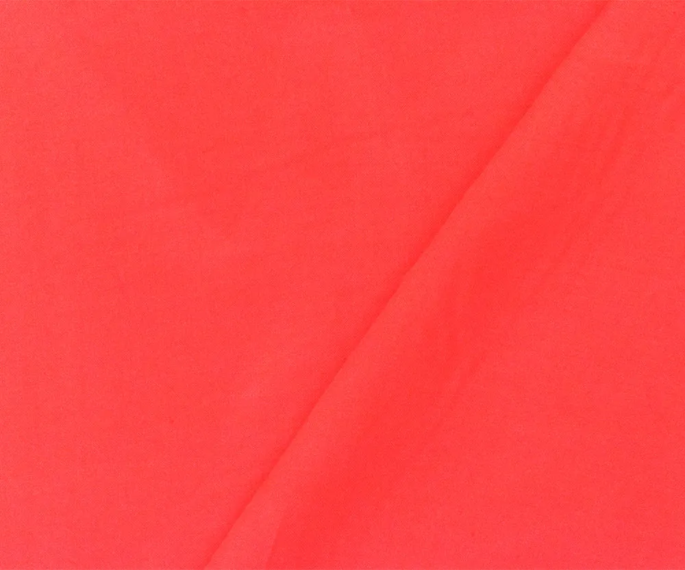 Coral Red Rayon Challis Solid Woven Fabric