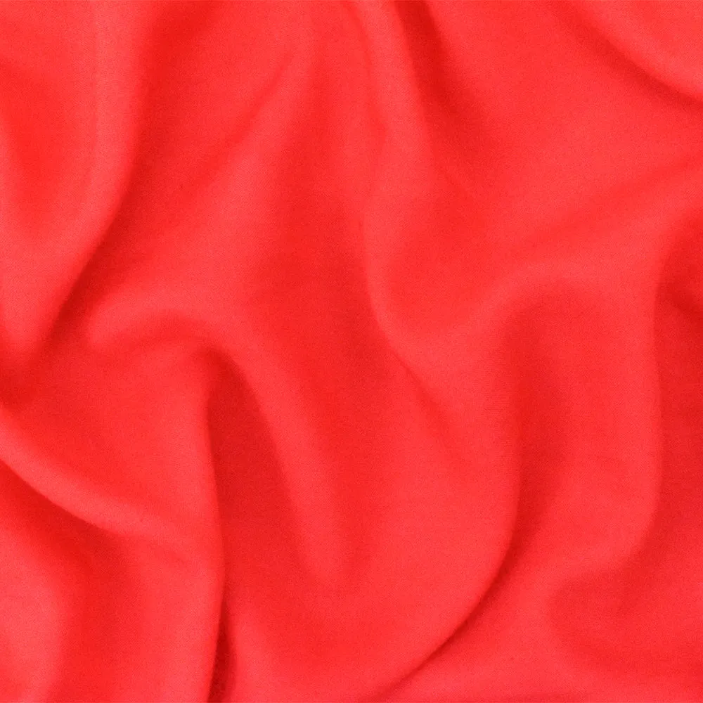 Coral Red Rayon Challis Solid Woven Fabric