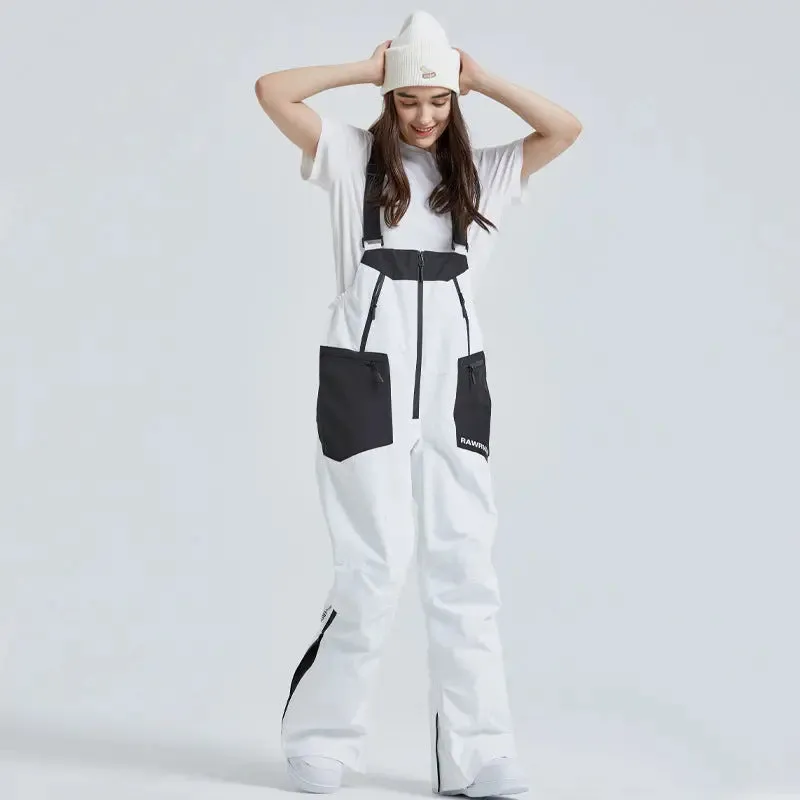 Couple Style Outdoor Ski Bibs Pants High Wasit Snow Overalls