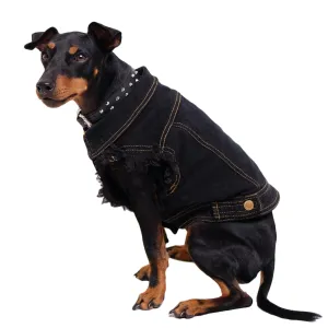 Denim Dog Vest Black - Unpatched