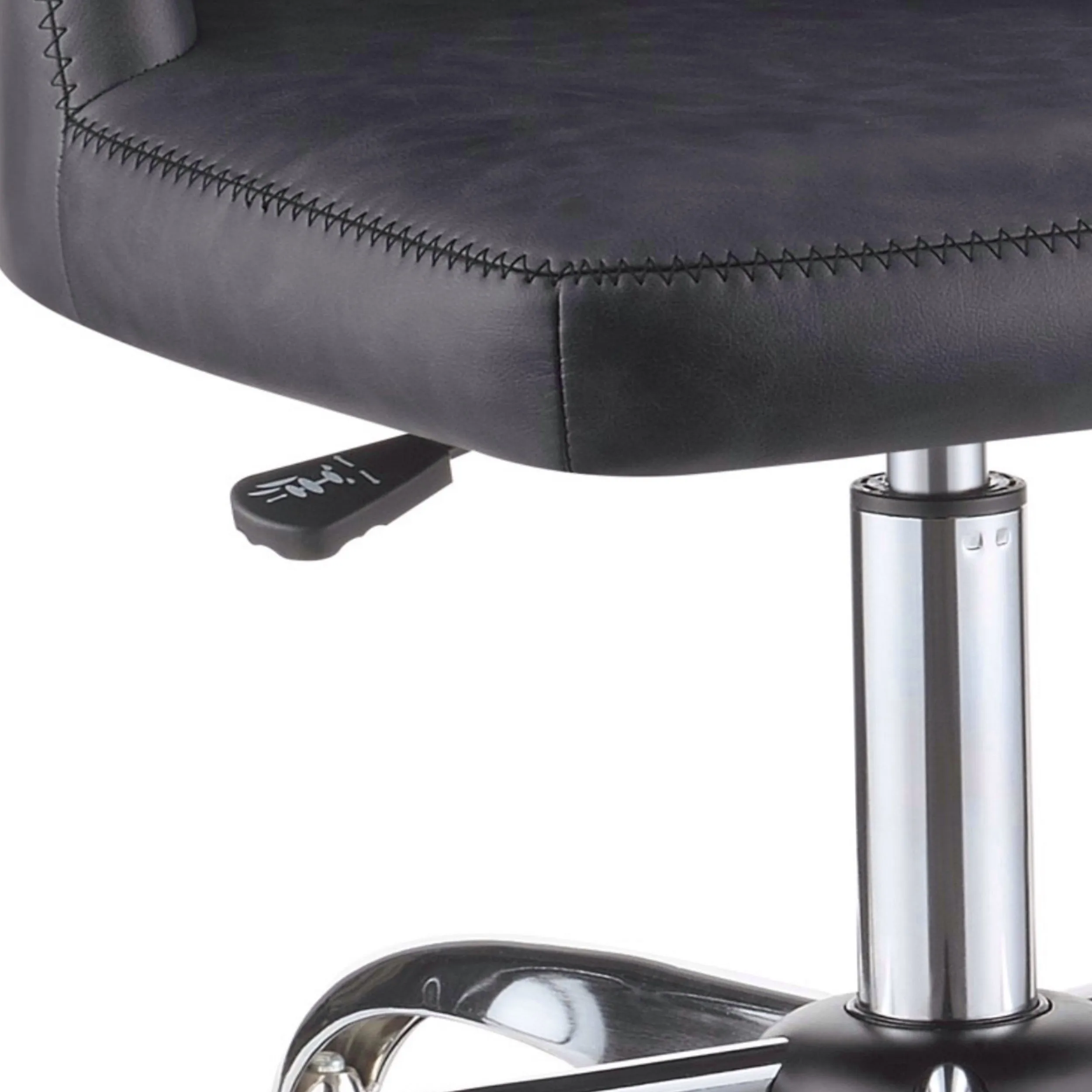 Diamond Pattern Stitched Leatherette Office Chair With Star Base Gray By Benzara