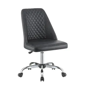 Diamond Pattern Stitched Leatherette Office Chair With Star Base Gray By Benzara