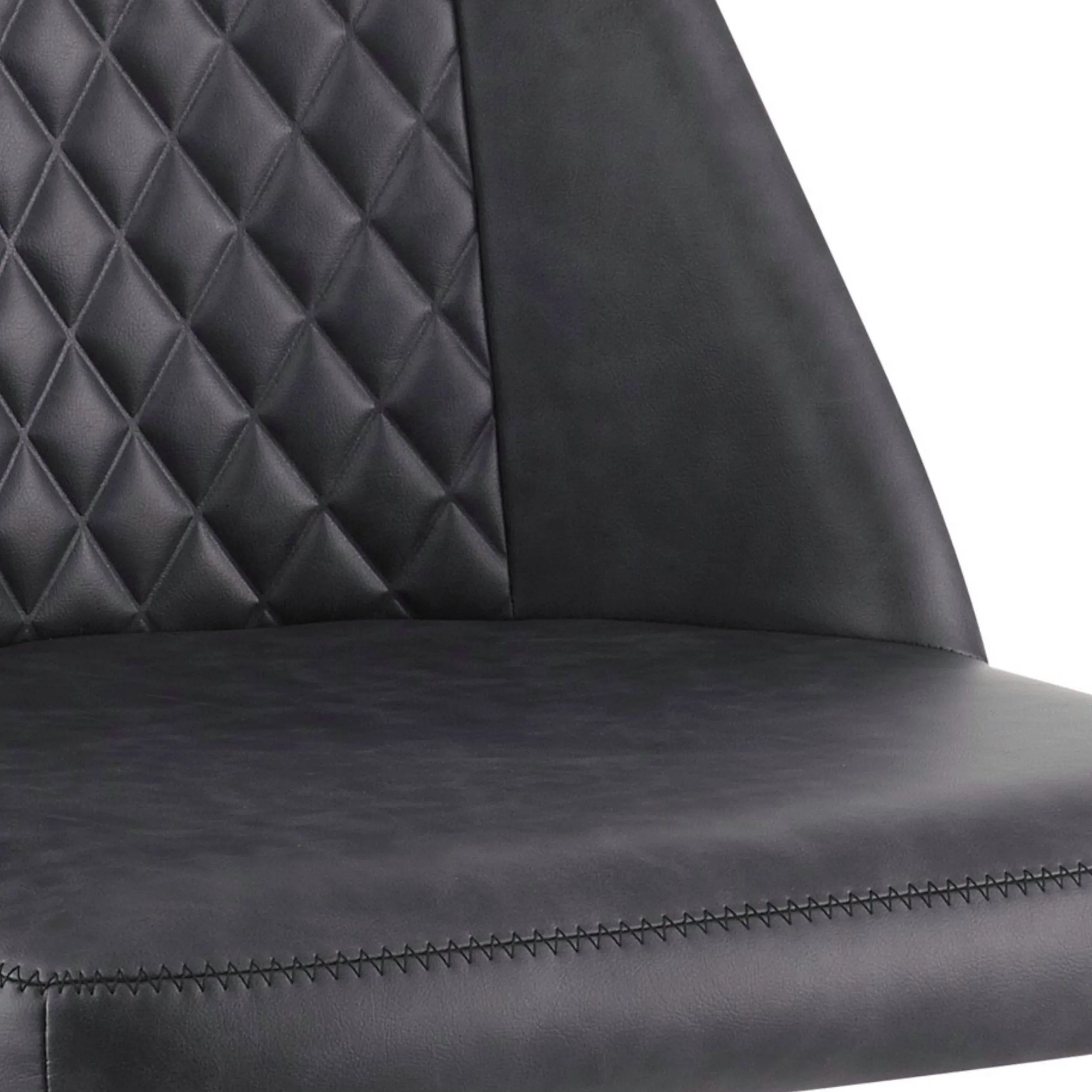 Diamond Pattern Stitched Leatherette Office Chair With Star Base Gray By Benzara