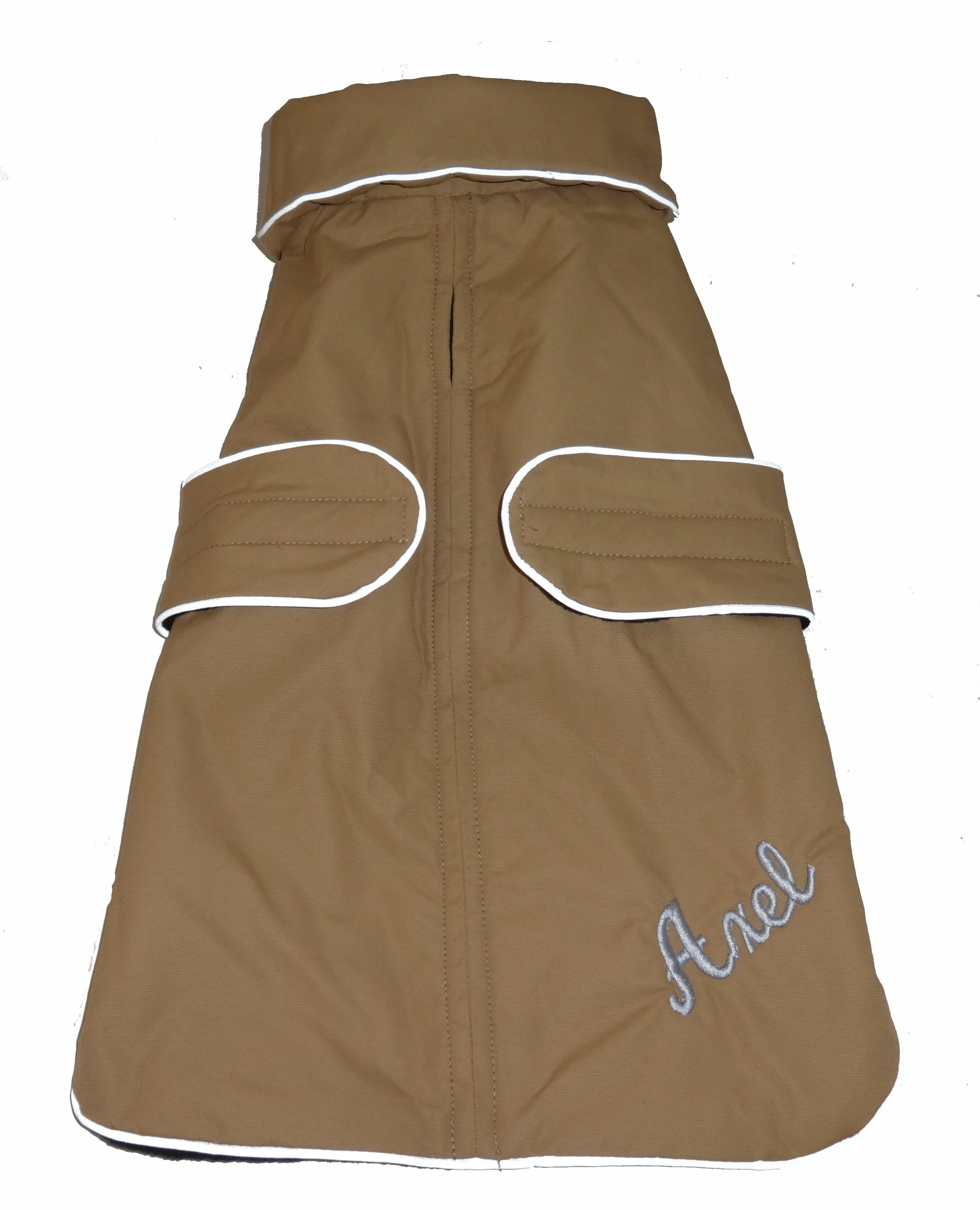 Dog Coat- Waterproof with Fleece Lining and Reflective Piping