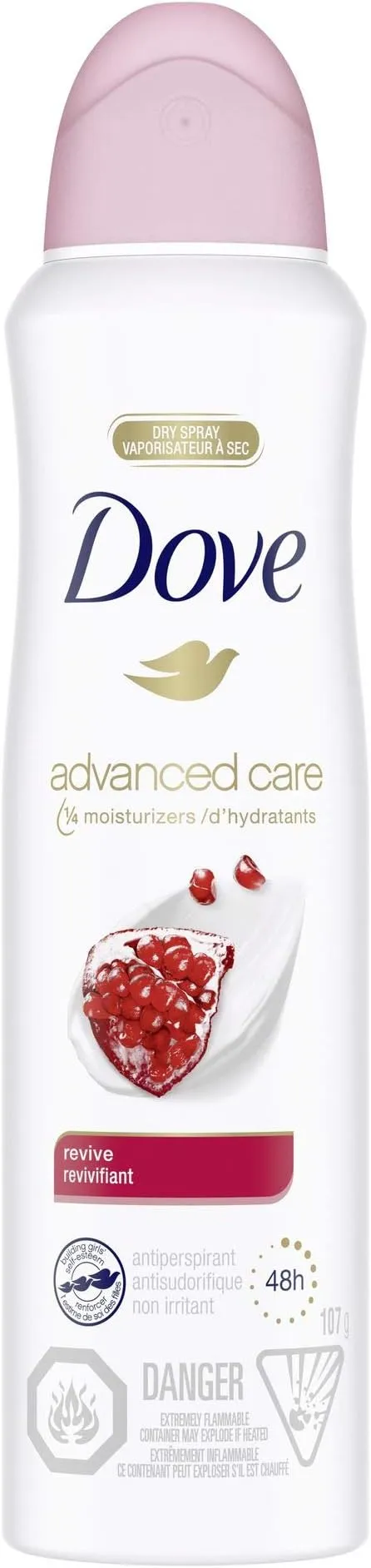 Dove Advanced Care Dry Spray Antiperspirant Deodorant for Women, Revive for 48 Hour Protection And Soft And Comfortable Underarms, 107g