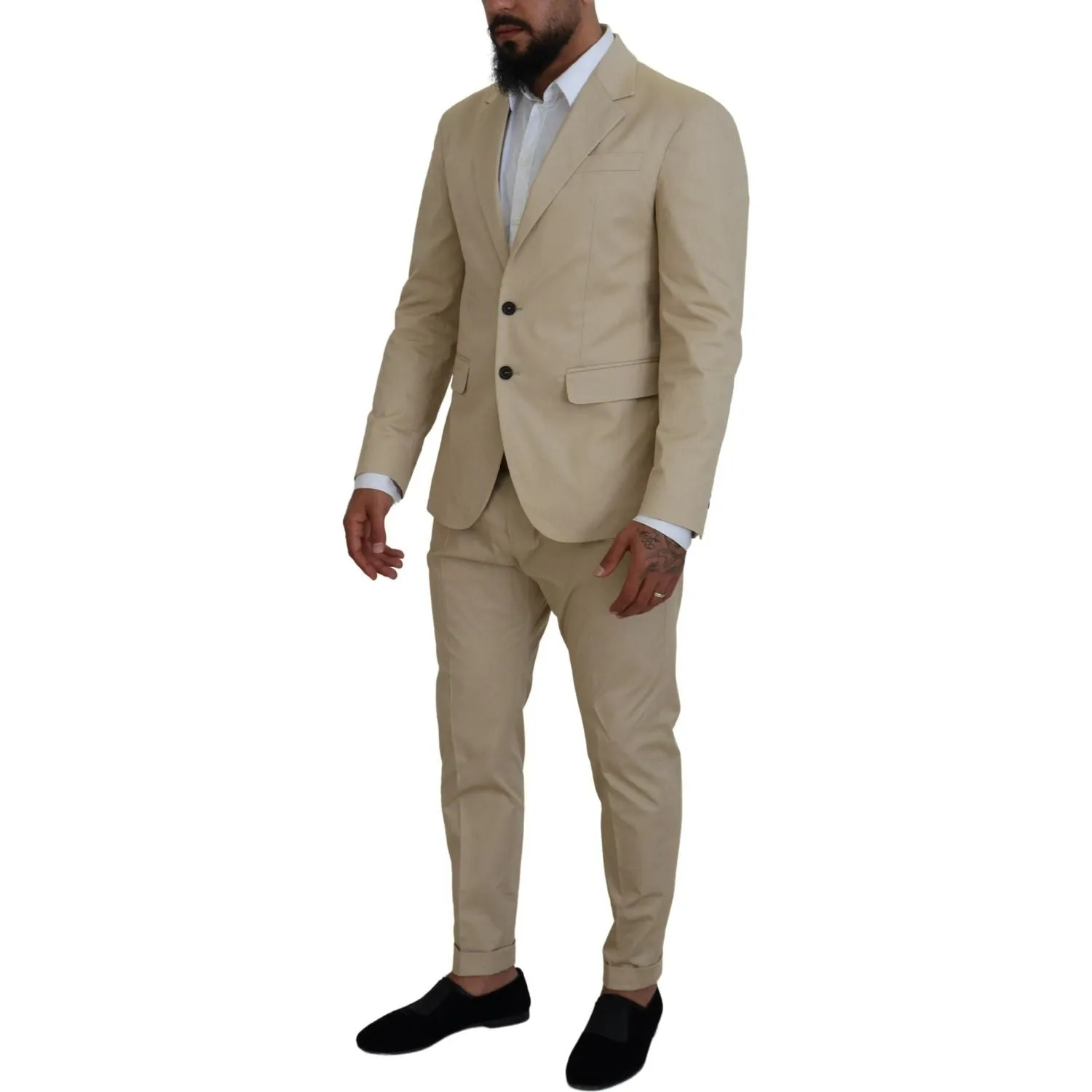 Dsquared² Beige Cotton Single Breasted 2 Piece CIPRO Suit