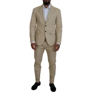 Dsquared² Beige Cotton Single Breasted 2 Piece CIPRO Suit