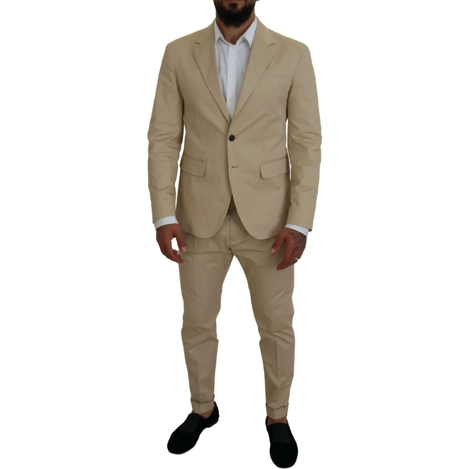 Dsquared² Beige Cotton Single Breasted 2 Piece CIPRO Suit