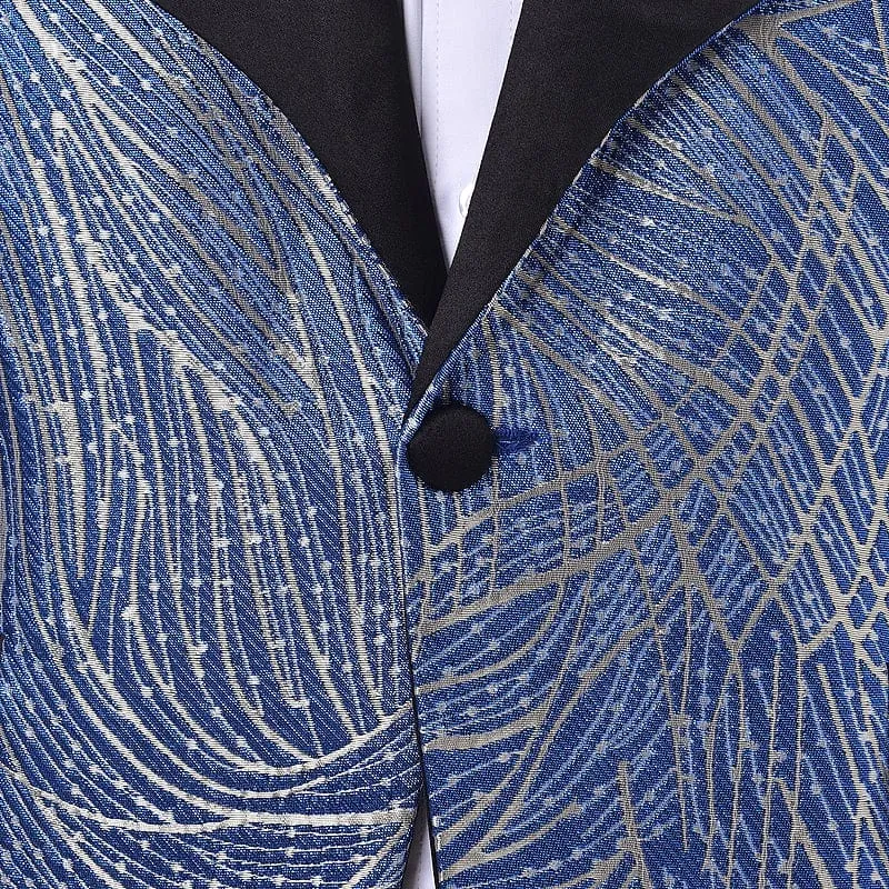 Formal Patterned Shawl Lapel Tuxedos 2 Pieces Mens Suit (Blazer Pants)