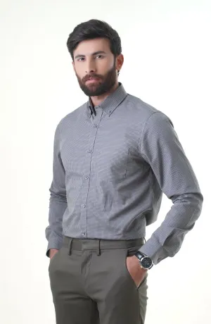 Grey/Black Full Sleeves Cotton Shirt