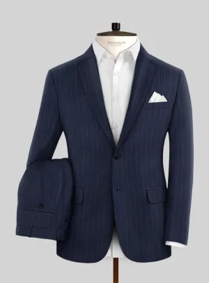 Hardy Minnis Navy Blue Pinstripe Wool Suit