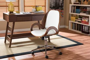 Home Office Watson Modern and Contemporary White and Walnut Office Chair