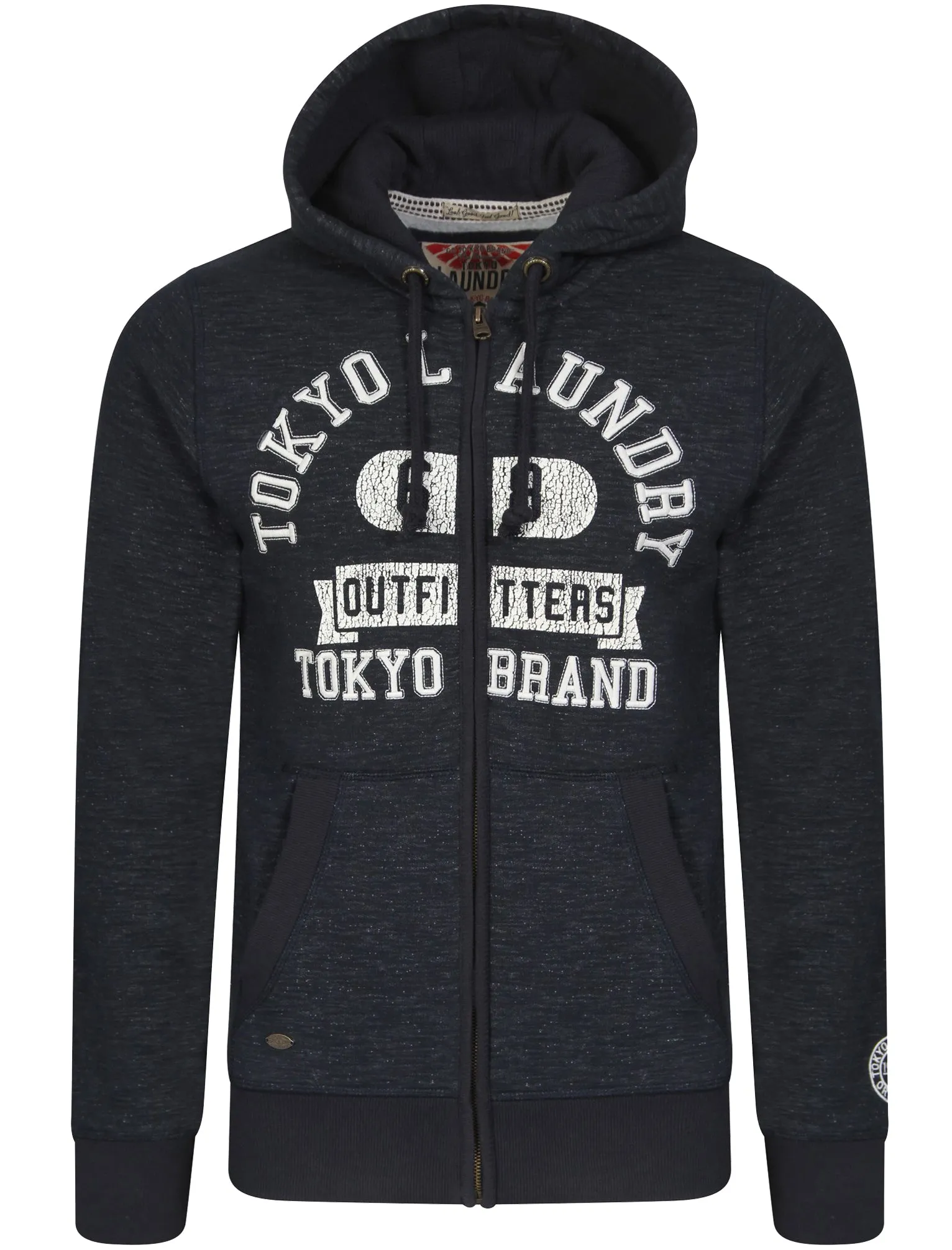 Hotchkiss Zip Through Slub Hoodie in Dark Navy - Tokyo Laundry