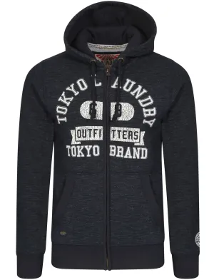 Hotchkiss Zip Through Slub Hoodie in Dark Navy - Tokyo Laundry