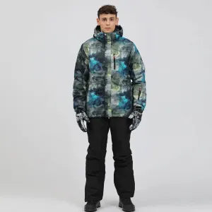 Hotian Detachable Hooded Men Ski Snowboard Jacket & Bib Pants