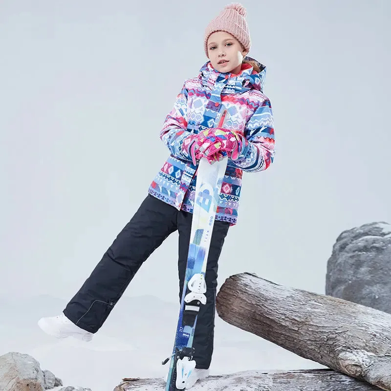 HOTIAN Girls Ski Jacket & Pants Set Kids Snowsuits