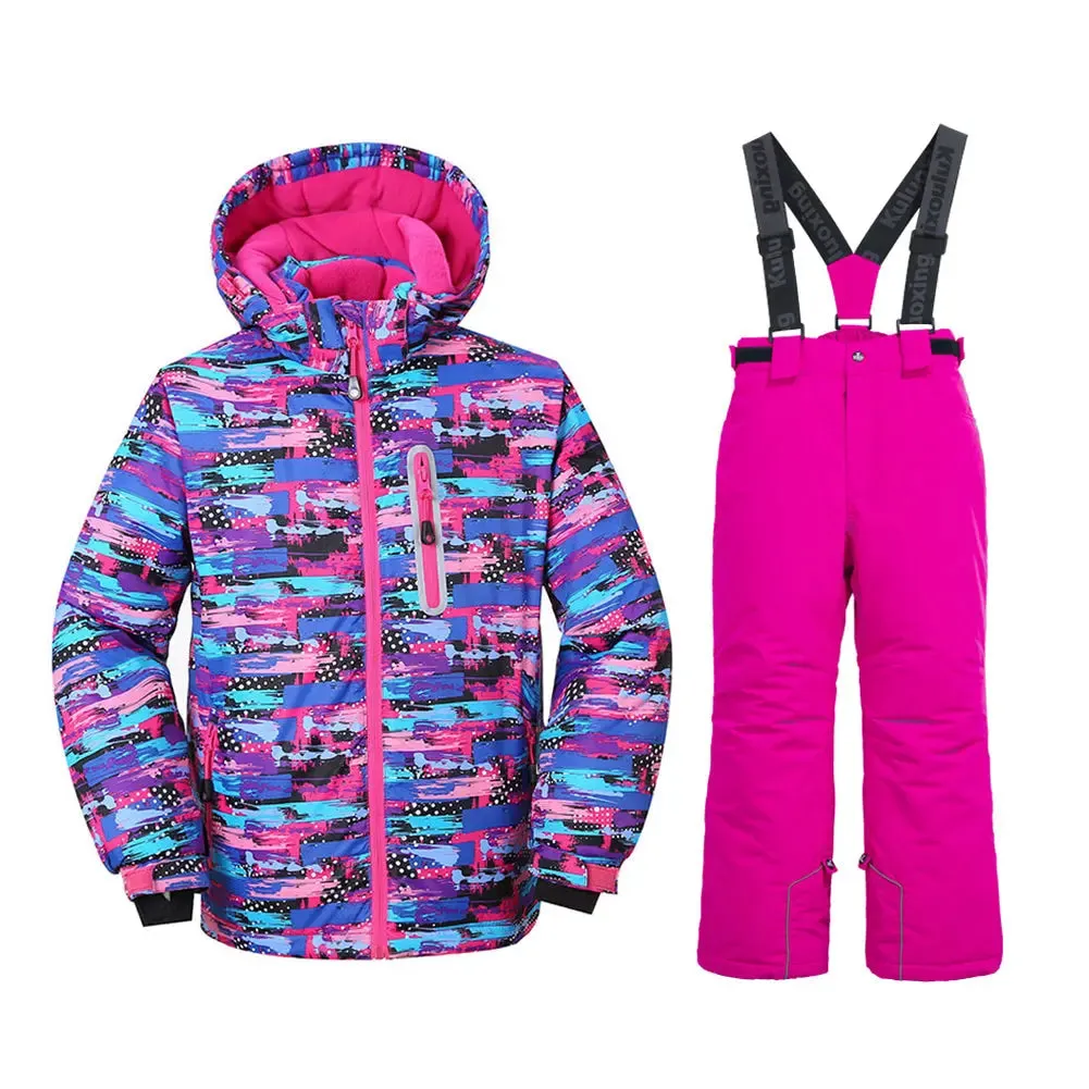 HOTIAN Girls Ski Jacket & Pants Set Kids Snowsuits